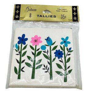 Vintage Gibson Two-Way Two-Table Tallies For Card Games Blue Pink Flowers